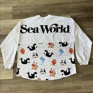 Rare Spirit Jersey Sea World Shirt Orca Whale Oversized Pullover White Size XXL
